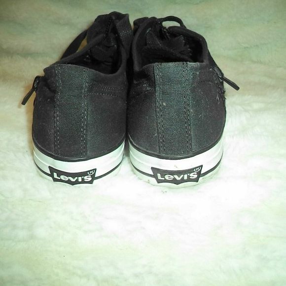 LEVIS SNEAKERS CANVAS LOW CASUAL SKATE SHOES ZIP EX RED TAB BLACK~MENS SIZE 10 - Picture 6 of 8